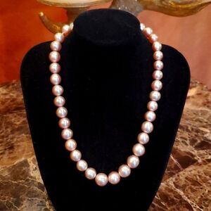 Vintage Faux Pearl Necklace, Sterling Silver Clasp! Heavy Authentic Quality!